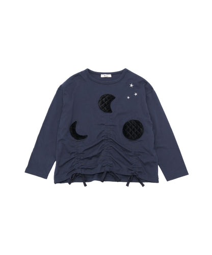 moonパッチワークドローストリングTシャツ  [243-1502-1]