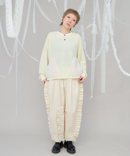 ボアポケットニット風ヘンリーネックプルオーバー 　ladies [243-0701-2]