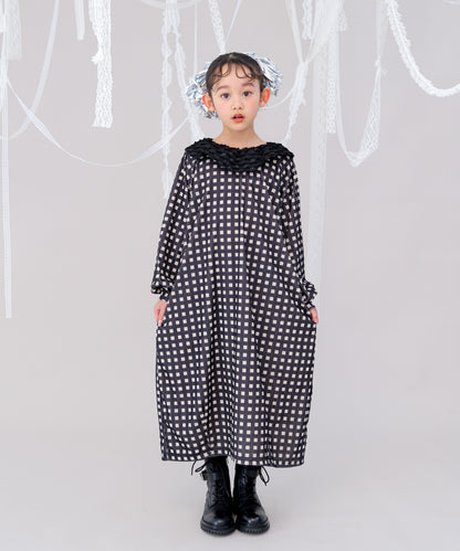 チェック柄コクーンワンピース  [243-0105-1]