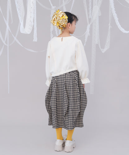 アシメサイドリボン付きダンボールニットカットソー　[243-0702-1]