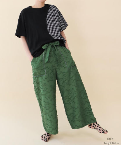 フリンジラインベイカーワイドパンツ ladies         [251-0907-2]