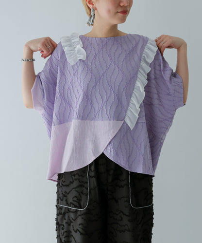 ウェーブライン切替カットソー  ladies  [251-0608-2]