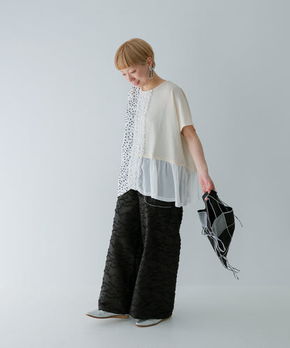 ドッキングフリルドットブラウス ladies  [251-0601-2]