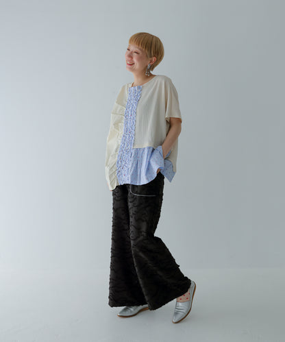 フリンジラインベイカーワイドパンツ ladies         [251-0907-2]
