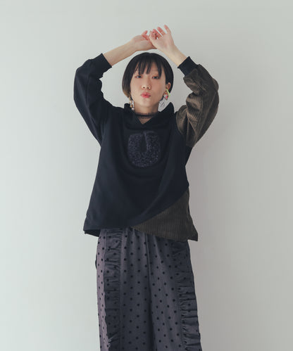 フロッキードットフリルワイドパンツ  ladies   [352-0903-2]