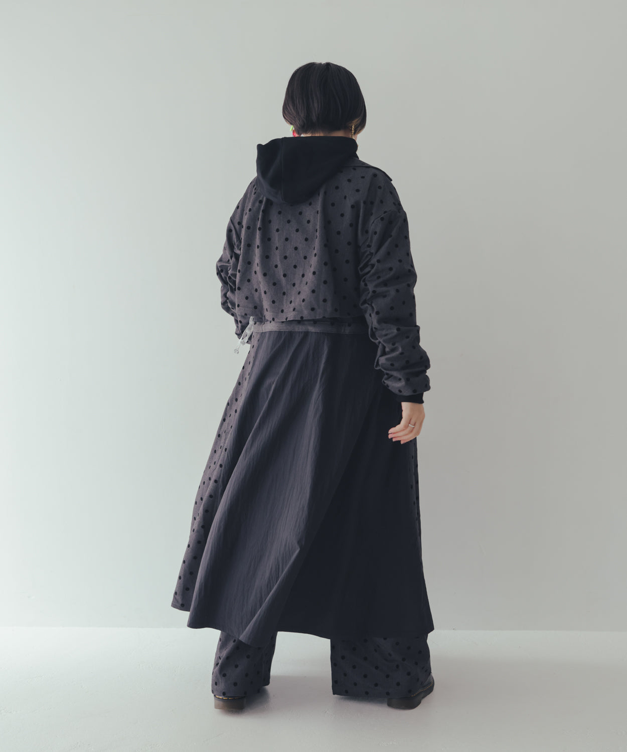 フロッキードットzipperジャケットワンピース  ladies  [352-0102-2]