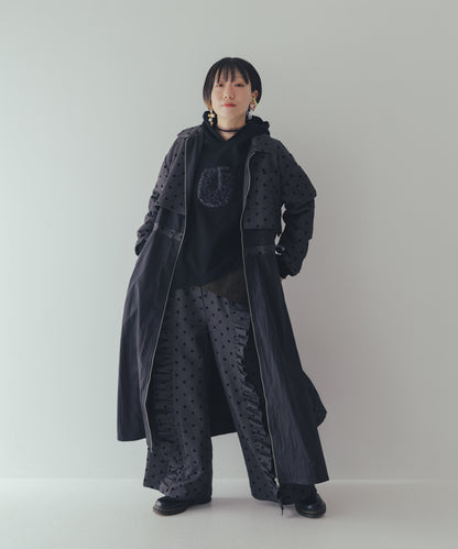フロッキードットフリルワイドパンツ  ladies   [352-0903-2]