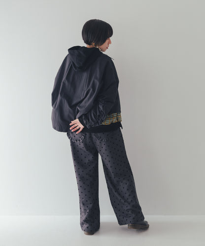 フロッキードットフリルワイドパンツ  ladies   [352-0903-2]