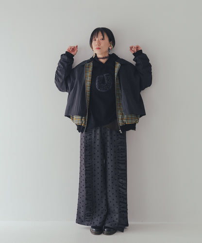フロッキードットフリルワイドパンツ  ladies   [352-0903-2]