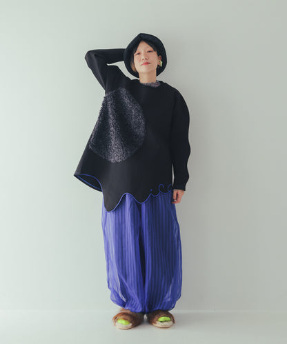 シアーストライプバルーンパンツ ladies    [352-0906-2]