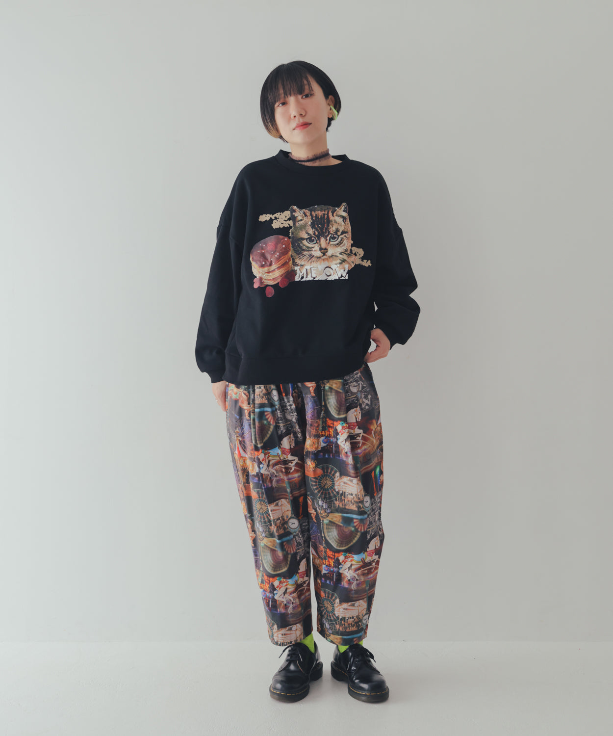 コラージュねこトレーナー ladies    [352-0706-2]