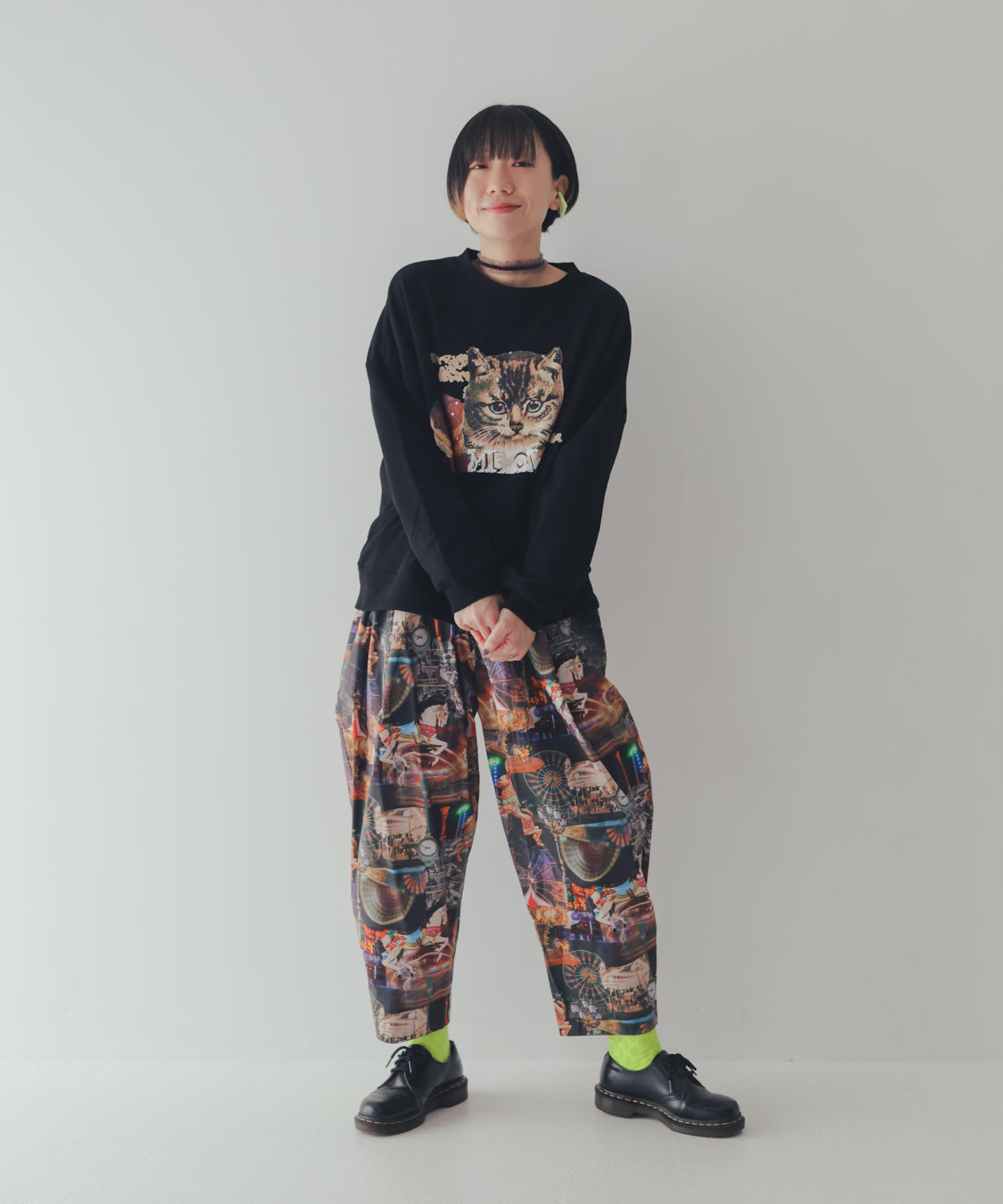 コラージュねこトレーナー ladies    [352-0706-2]