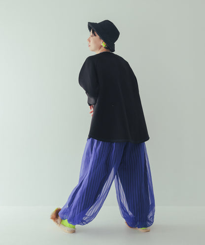 シアーストライプバルーンパンツ ladies    [352-0906-2]