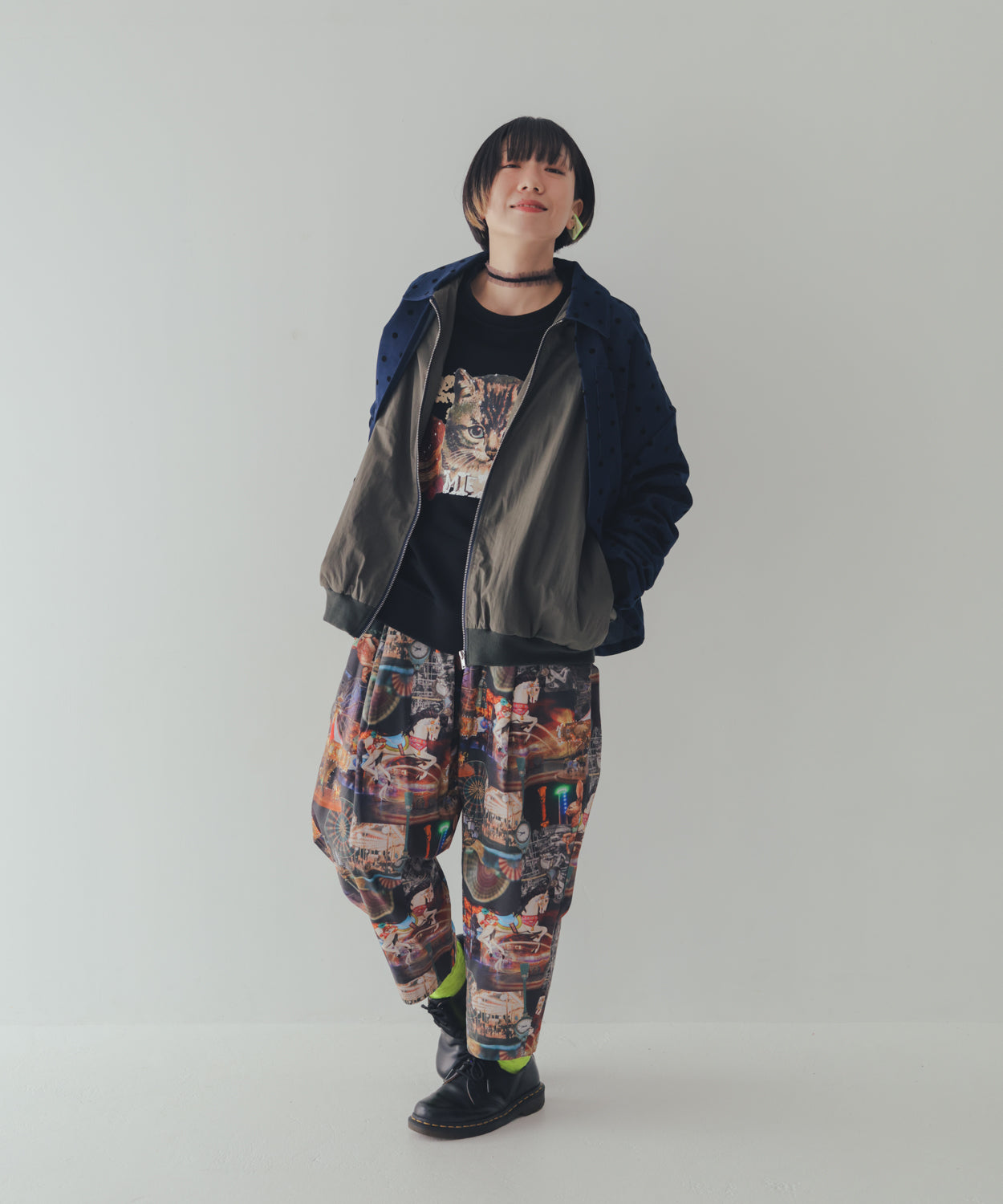 コラージュねこトレーナー ladies    [352-0706-2]