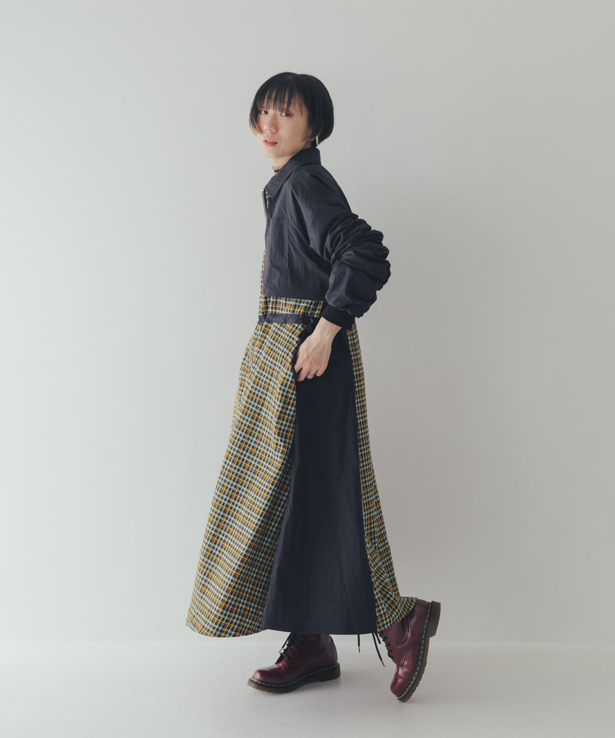 チェックzipperジャケットワンピース   ladies [352-0101-2]