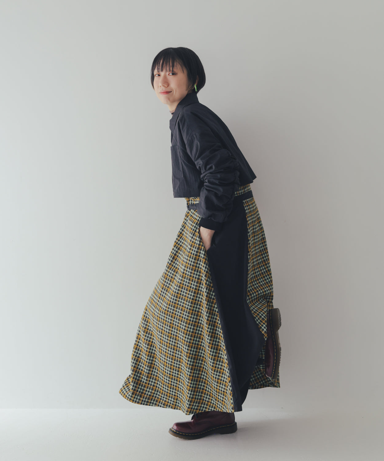チェックzipperジャケットワンピース   ladies [352-0101-2]