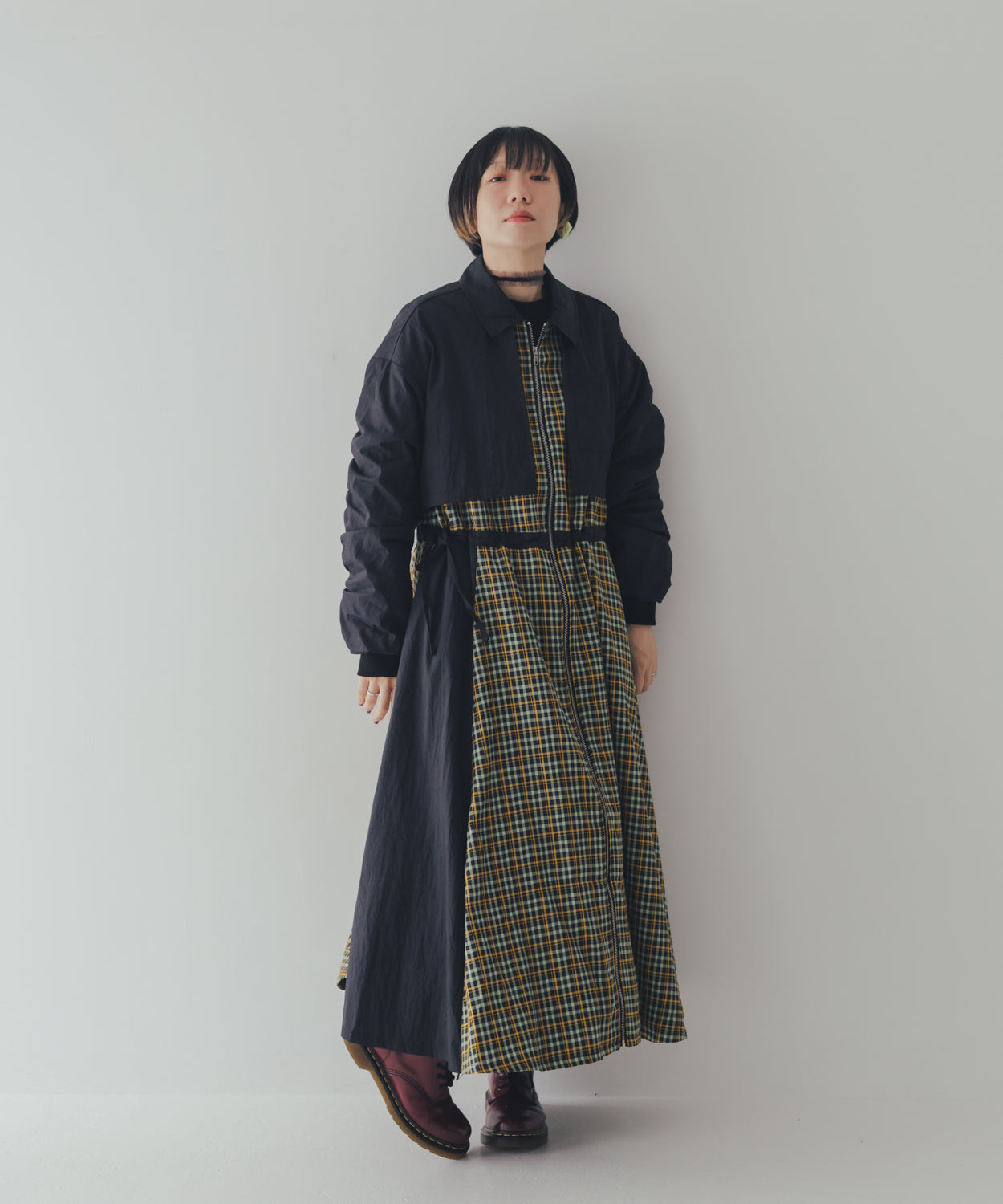 チェックzipperジャケットワンピース   ladies [352-0101-2]