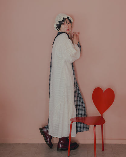 2ピースモノトーンチェック柄ワンピース  ladies [352-0104-2]