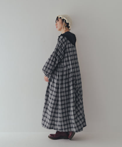 2ピースモノトーンチェック柄ワンピース  ladies [352-0104-2]