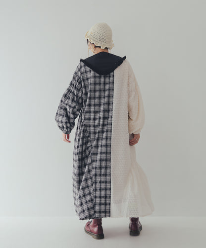 2ピースモノトーンチェック柄ワンピース  ladies [352-0104-2]