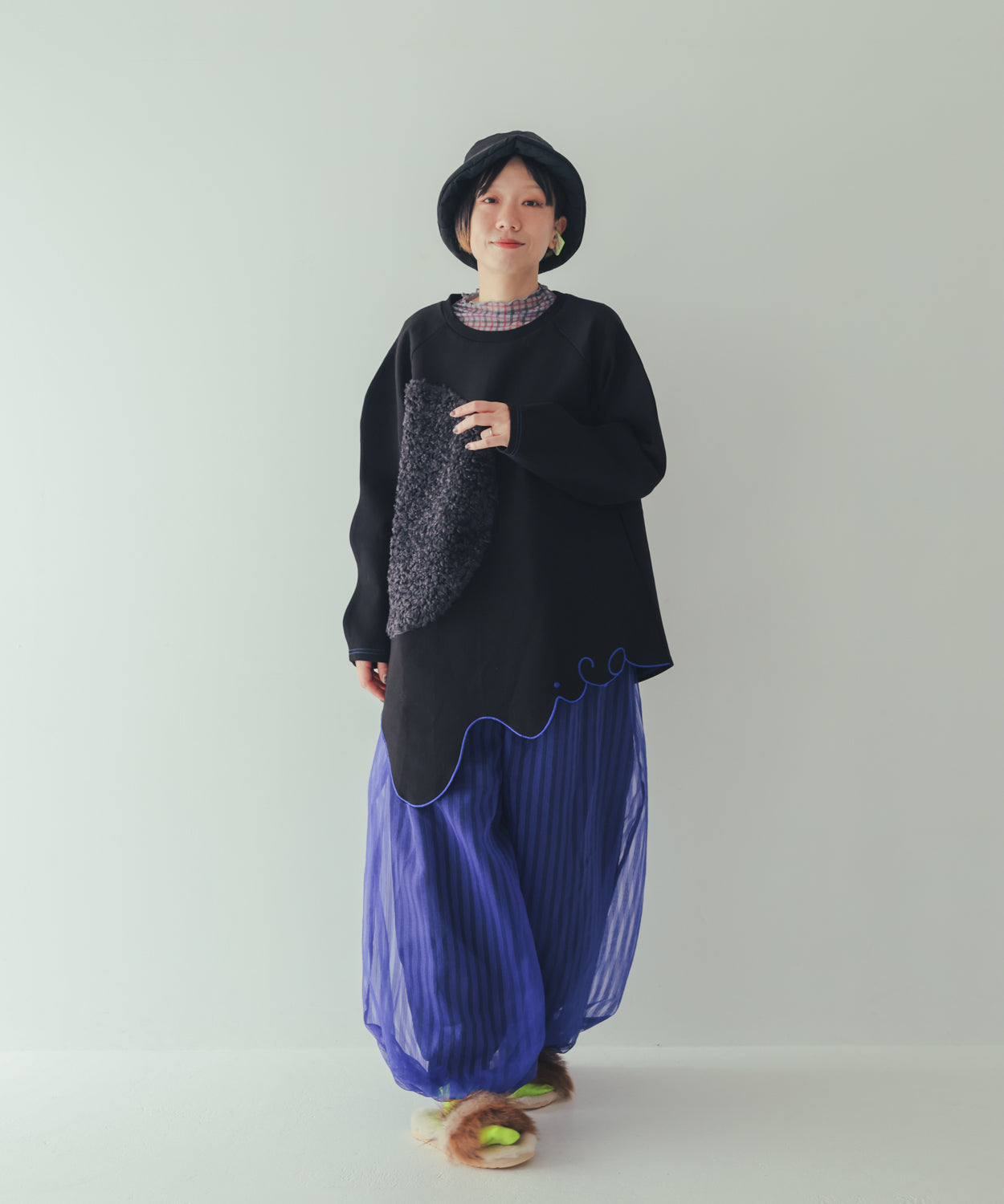 シアーストライプバルーンパンツ ladies    [352-0906-2]