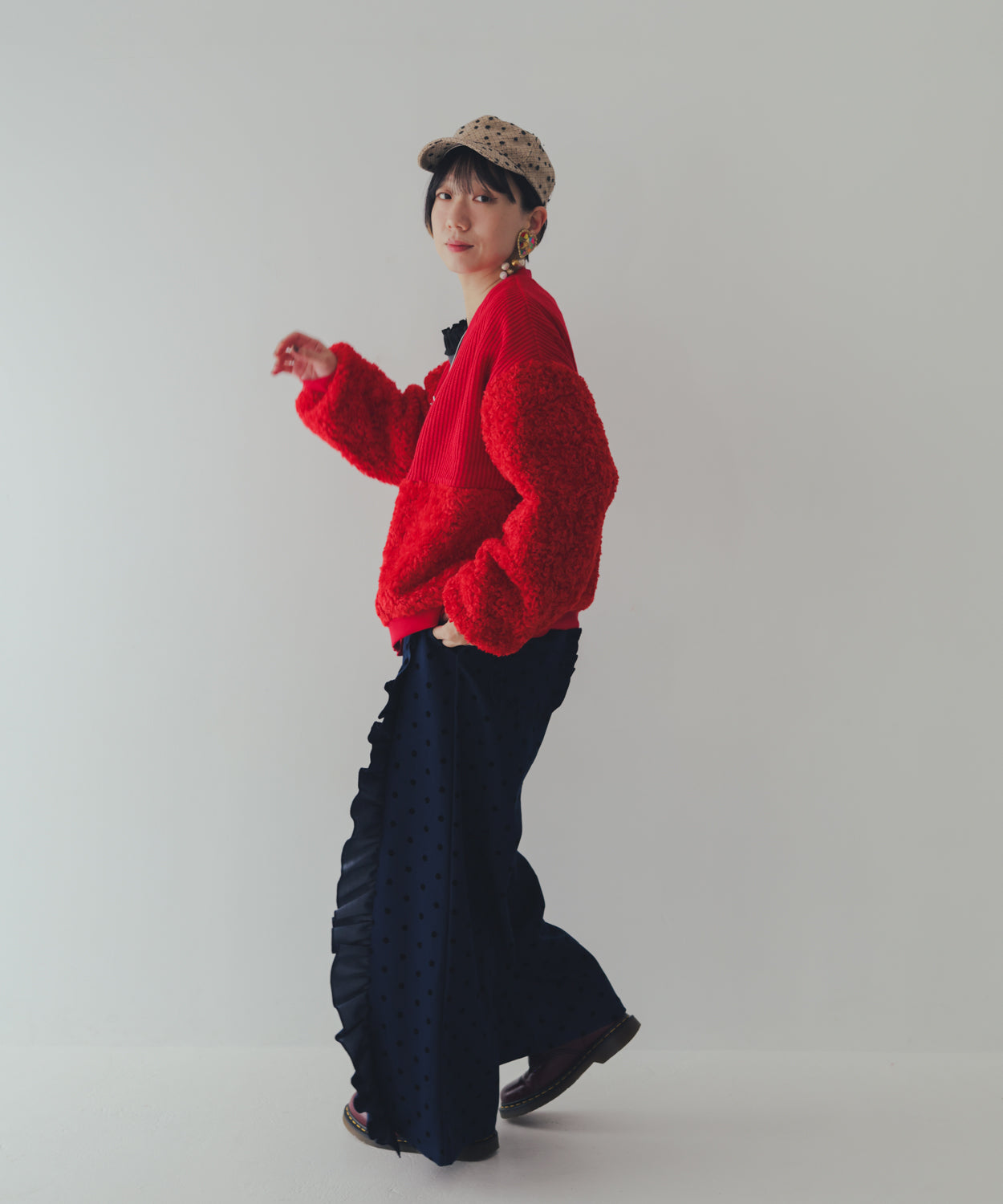 もこもこニットカーディガン  ladies   [352-0505-2]