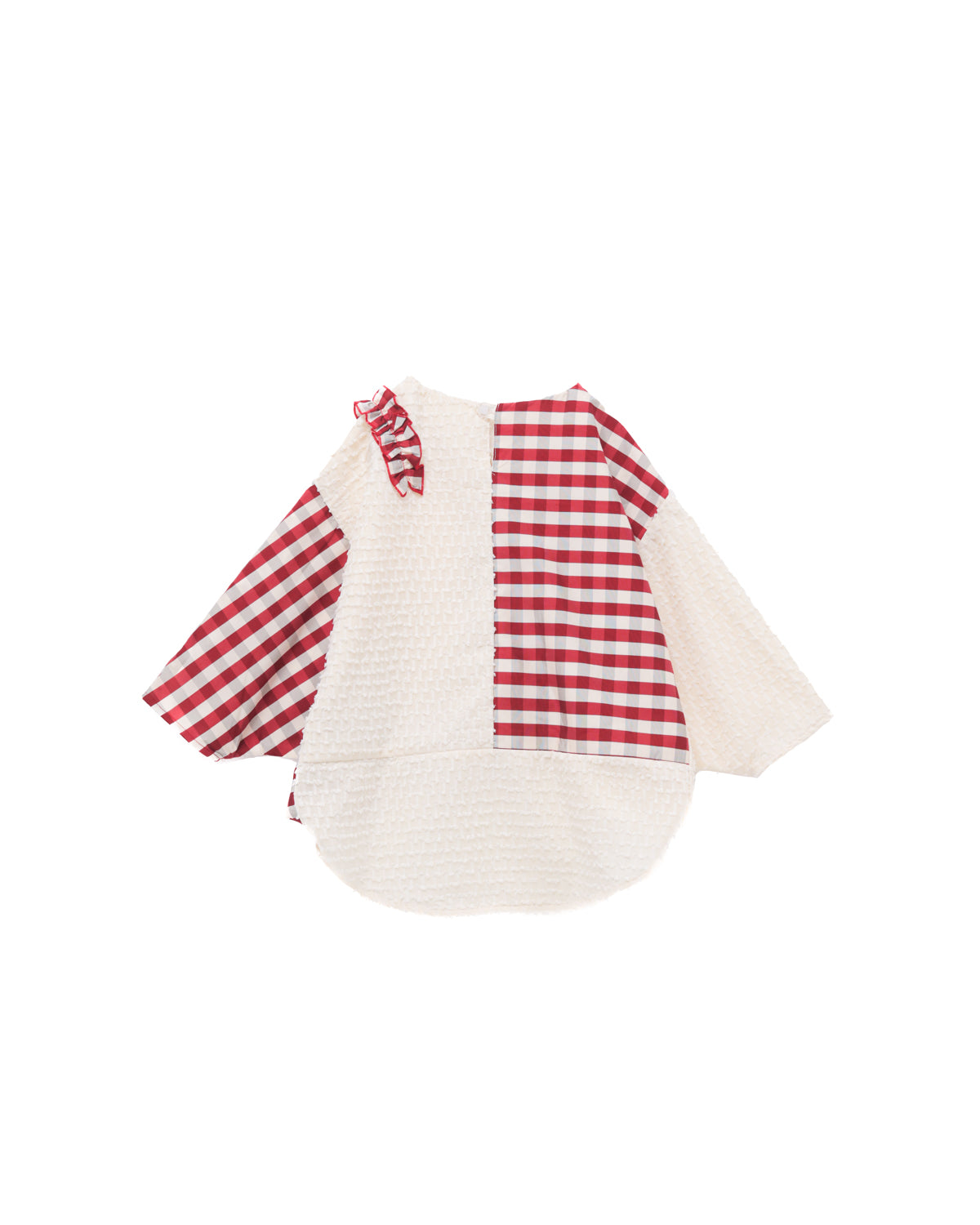 ブロックチェックフリンジドルマンブラウス    [352-0605-1]