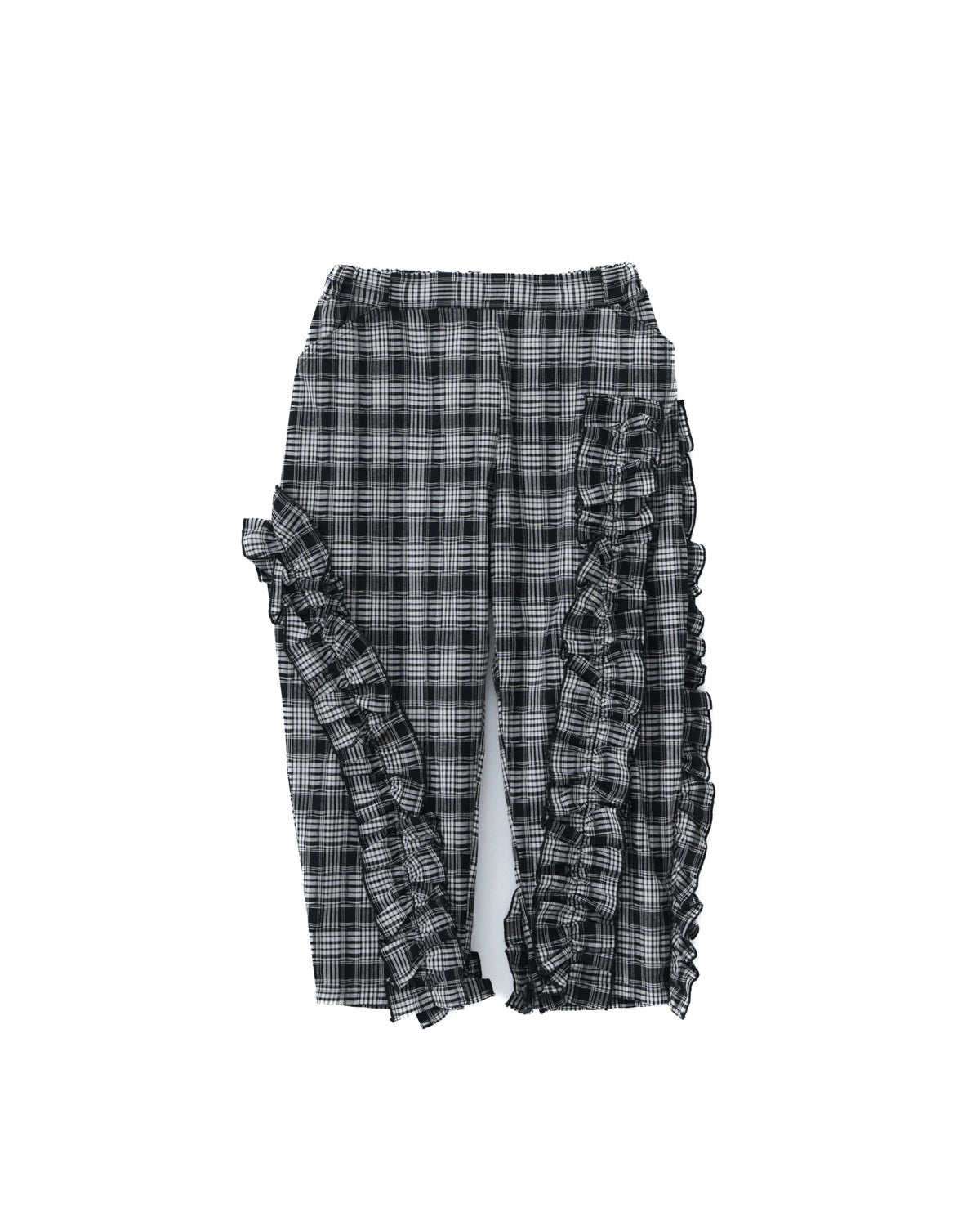 チェックアシメフリルパンツ ladeis  [352-0908-2]