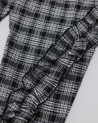チェックアシメフリルパンツ ladeis  [352-0908-2]
