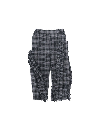 チェックアシメフリルパンツ ladeis  [352-0908-2]