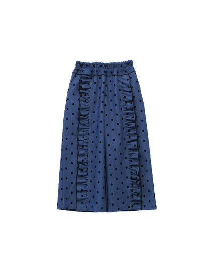 フロッキードットフリルワイドパンツ     [352-0903-1]