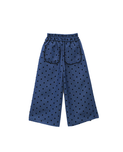 フロッキードットフリルワイドパンツ     [352-0903-1]