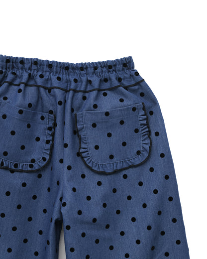 フロッキードットフリルワイドパンツ     [352-0903-1]