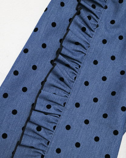 フロッキードットフリルワイドパンツ     [352-0903-1]