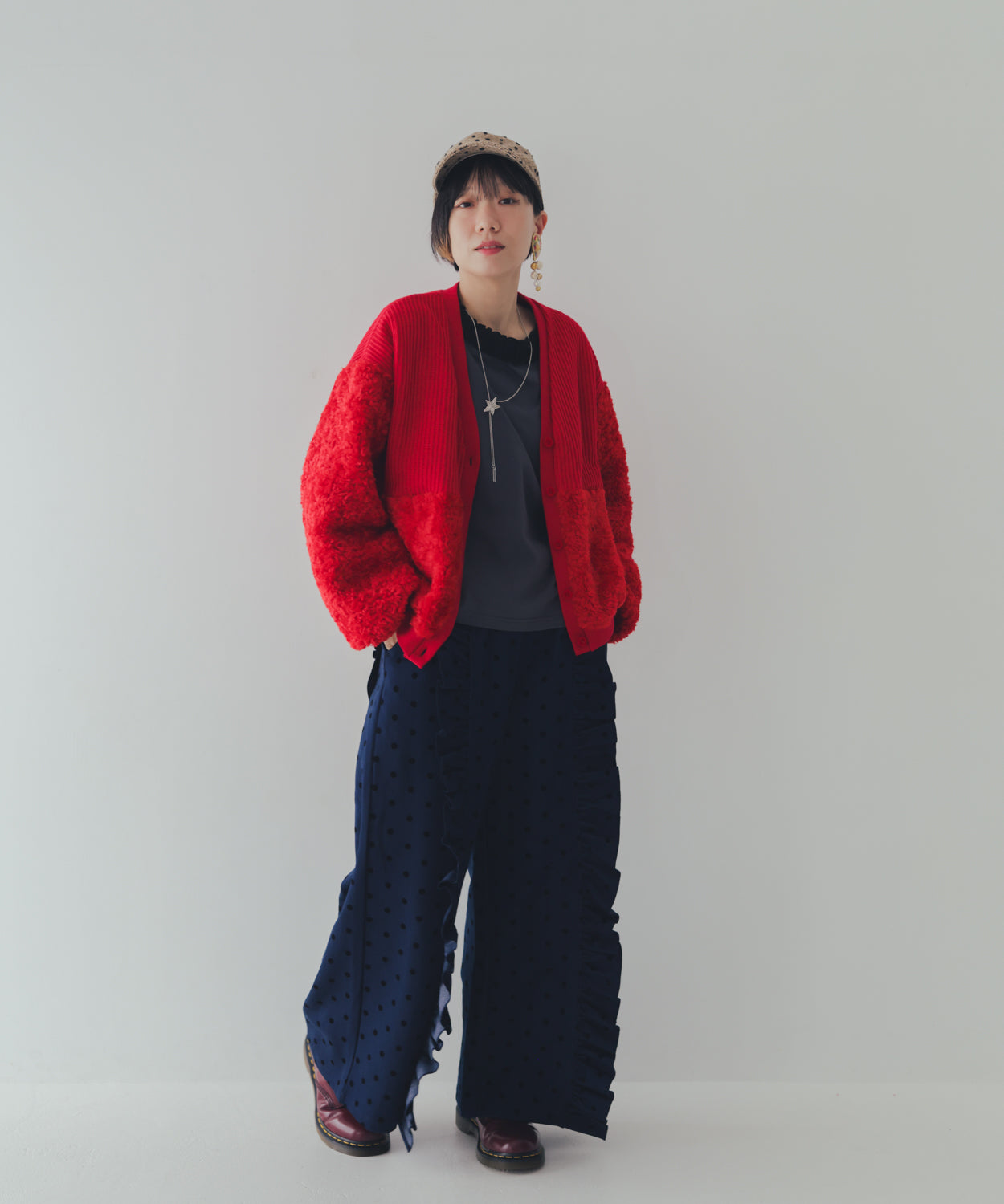 もこもこニットカーディガン  ladies   [352-0505-2]