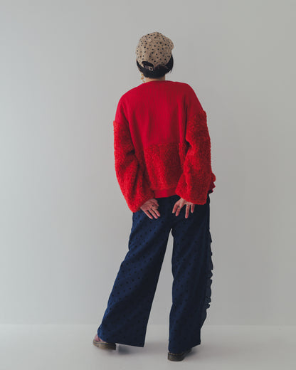 もこもこニットカーディガン  ladies   [352-0505-2]