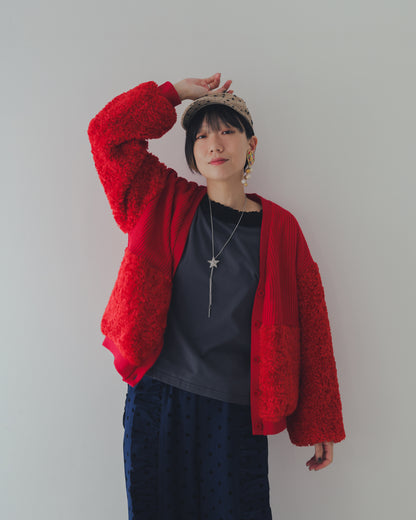 もこもこニットカーディガン  ladies   [352-0505-2]