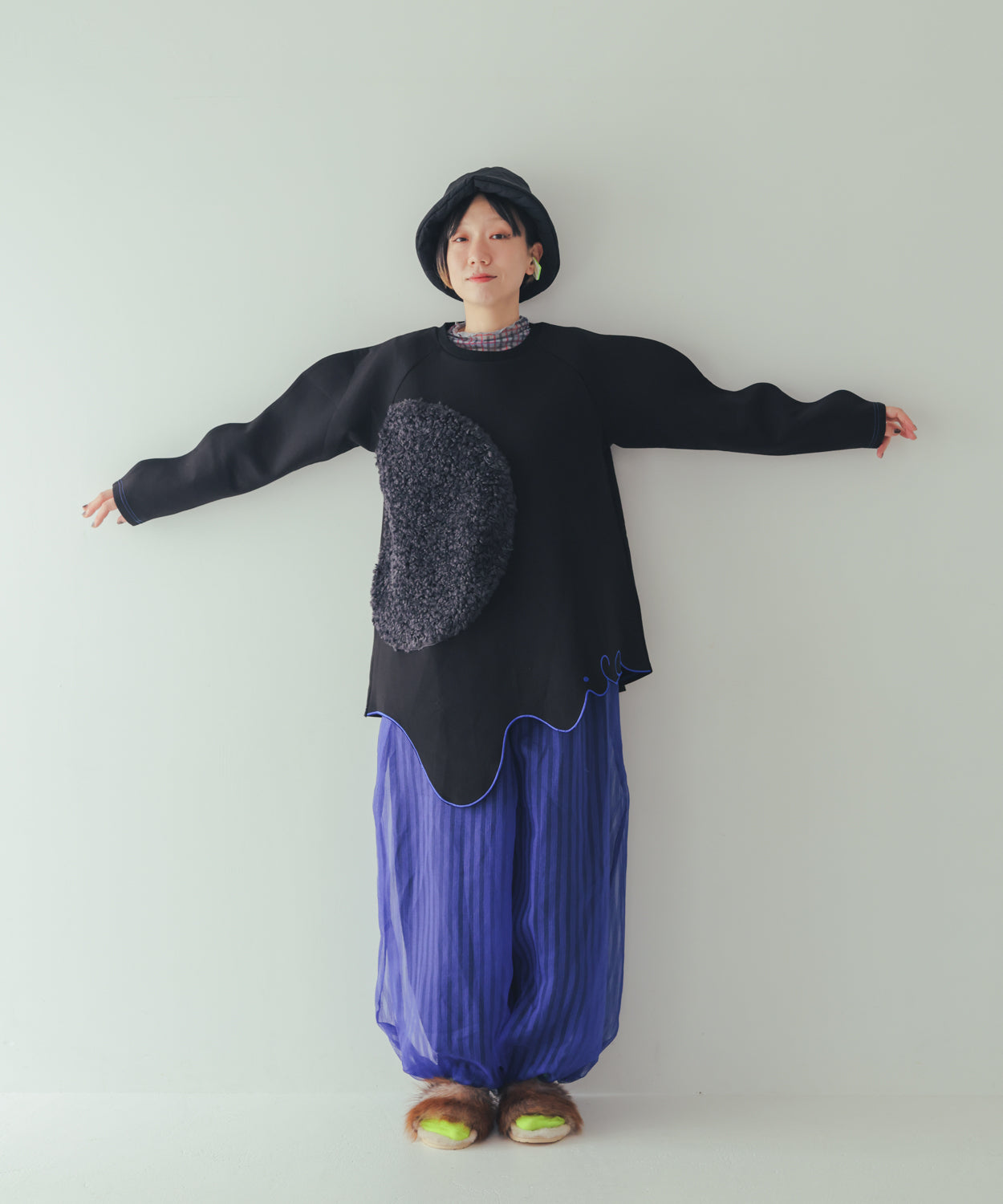 シアーストライプバルーンパンツ ladies    [352-0906-2]