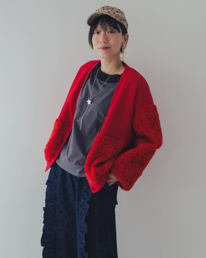 もこもこニットカーディガン  ladies   [352-0505-2]