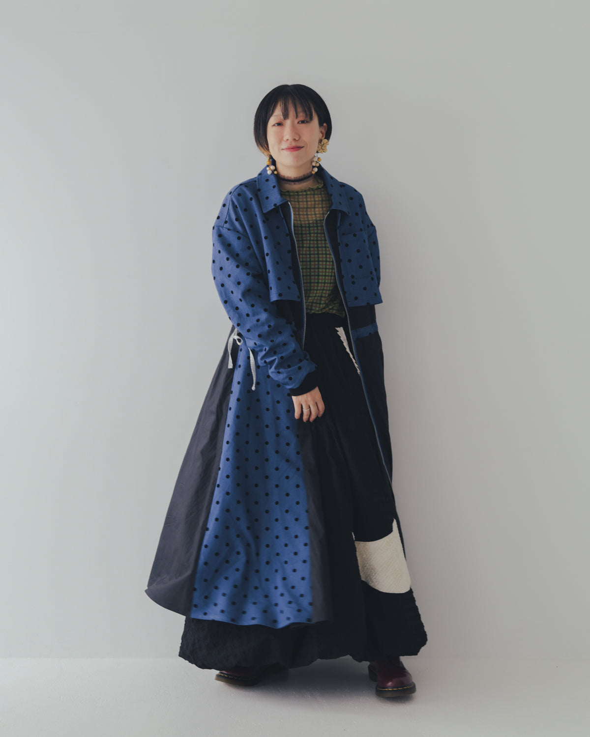 チェック柄シアーカットソー  ladies  [352-1401-2]