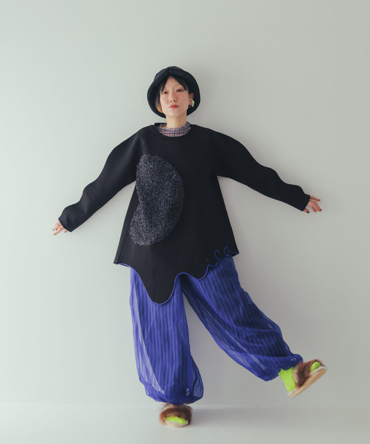 シアーストライプバルーンパンツ ladies    [352-0906-2]