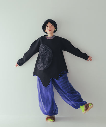 シアーストライプバルーンパンツ ladies    [352-0906-2]