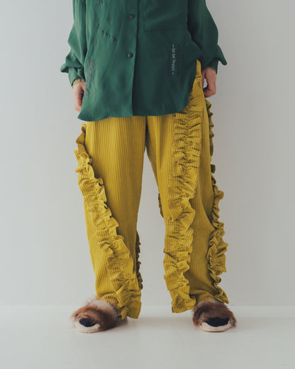 コーデュロイアシメフリルパンツ ladies   [352-0909-2]