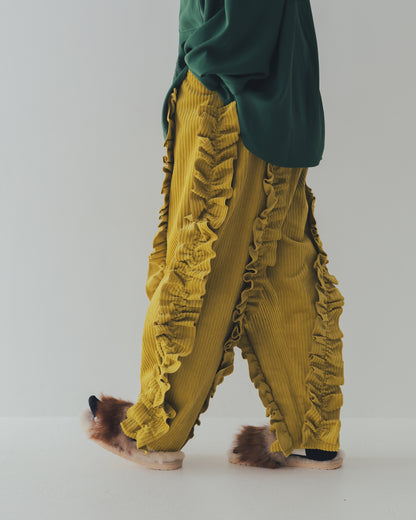 コーデュロイアシメフリルパンツ ladies   [352-0909-2]