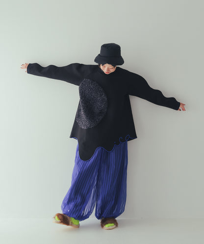 シアーストライプバルーンパンツ ladies    [352-0906-2]