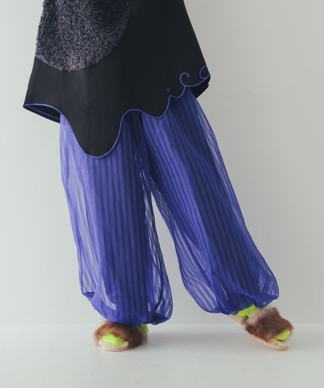 シアーストライプバルーンパンツ ladies    [352-0906-2]