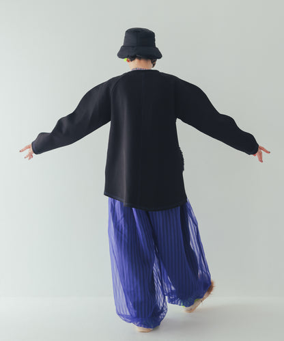 シアーストライプバルーンパンツ ladies    [352-0906-2]