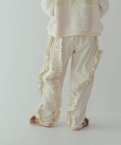 コーデュロイアシメフリルパンツ ladies   [352-0909-2]