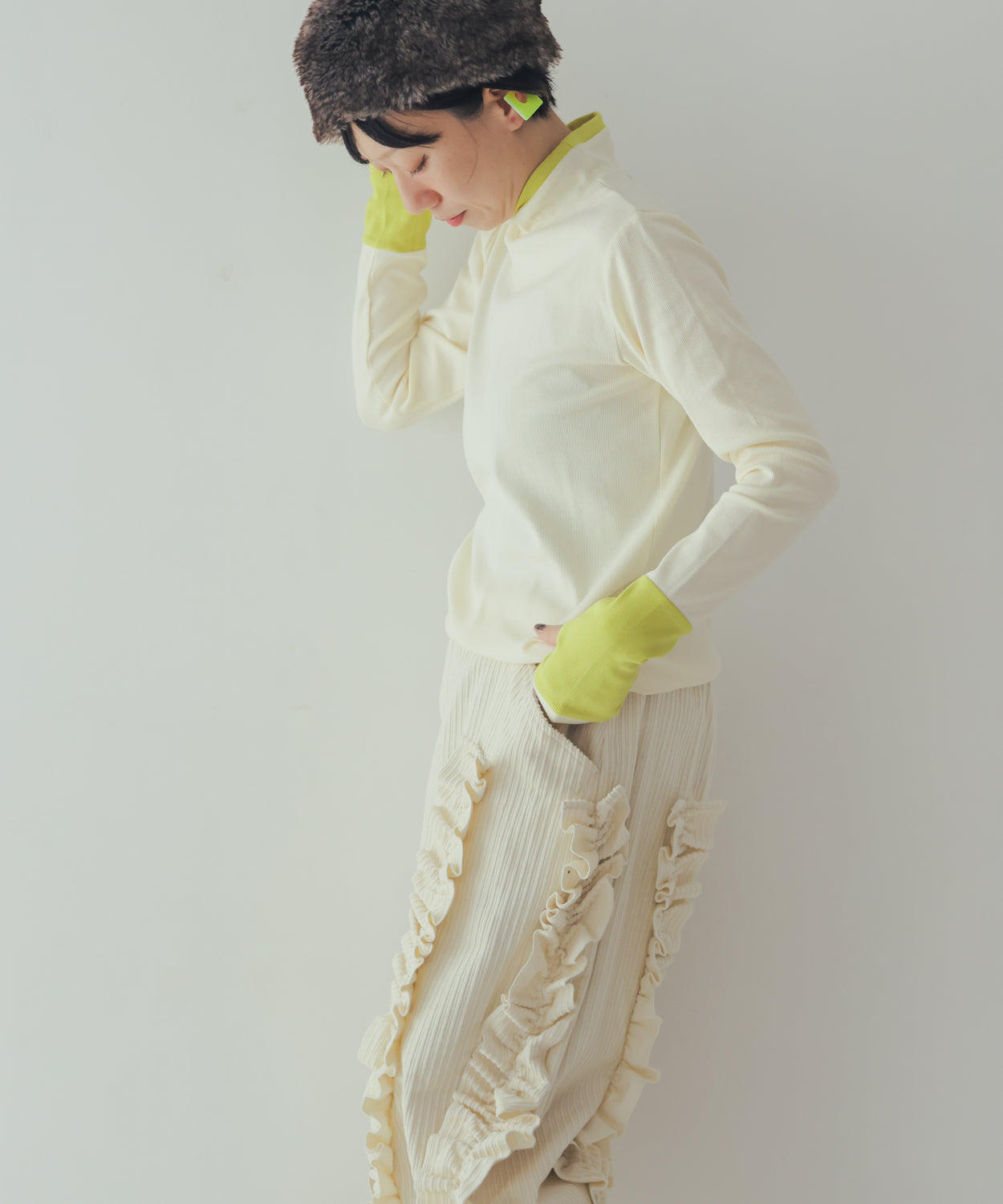 配色フィンガーハイネックtee  ladies   [352-1403-2]