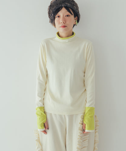 配色フィンガーハイネックtee  ladies   [352-1403-2]